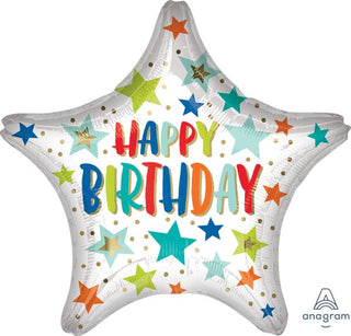 Happy Birthday Stars and Dots Shape Balloon
