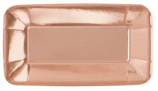 Rose Gold Rectangular Plates - 9x5 - 8 Count