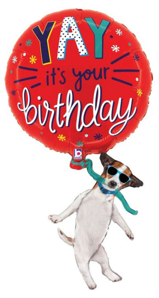 YAY Birthday Dog Shape Mylar Balloon