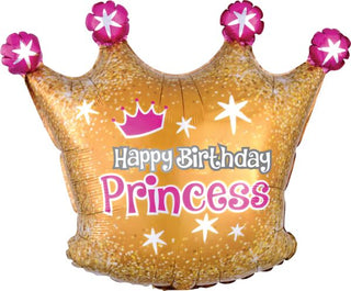 Gold Princess Crown Birthday Balloon