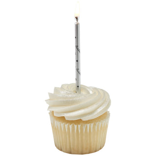 Silver and Black Happy Birthday Candles