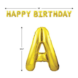 Happy Birthday Balloon Banner Gold