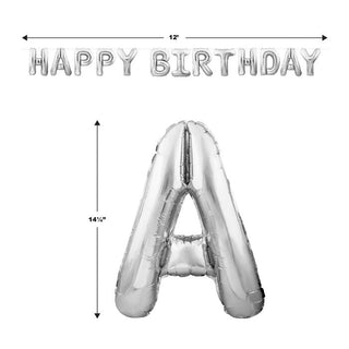 Happy Birthday Balloon Banner Silver