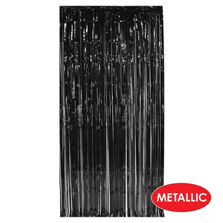 Black Metallic Foil Door Curtain