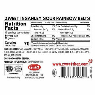 Insanely Sour Rainbow Belts | 10 oz