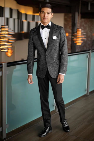 Granite Grey Paisley Aries Trim Fit Tuxedo