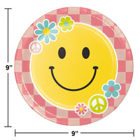 Flower Power Smiley Face Dinner Plates