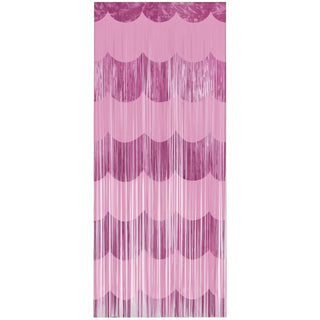 Pink Scalloped Foil Fringe Door Curtain
