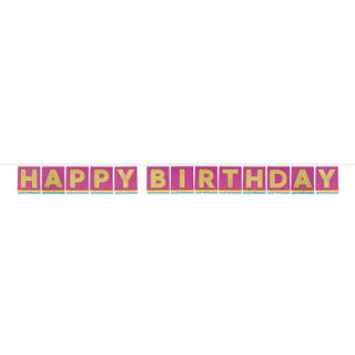 Hot Pink & Gold Tissue Fringed Birthday Banner