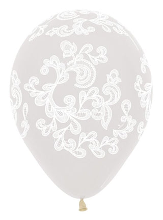 White Lace Clear Latex Balloon