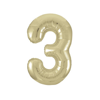 Gold Number Three Shape Balloon