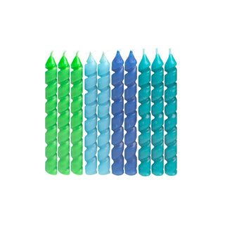 Blue and Green Spiral Candles 10 pack