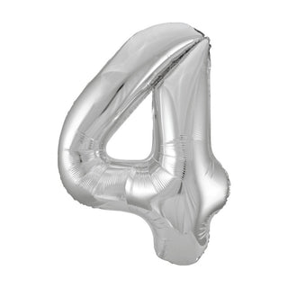 Number 4 Silver Shape Balloon