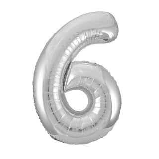 Silver Number 6 Shape Balloon