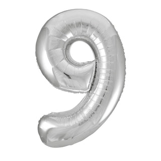 Number Nine Silver Shape Balloon