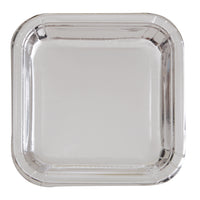 Metallic Silver Party Plates - 8 Count / 7 inch Square Plate