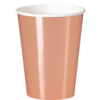 Metallic Rose Gold Party Cups- 8 Count/12 oz.
