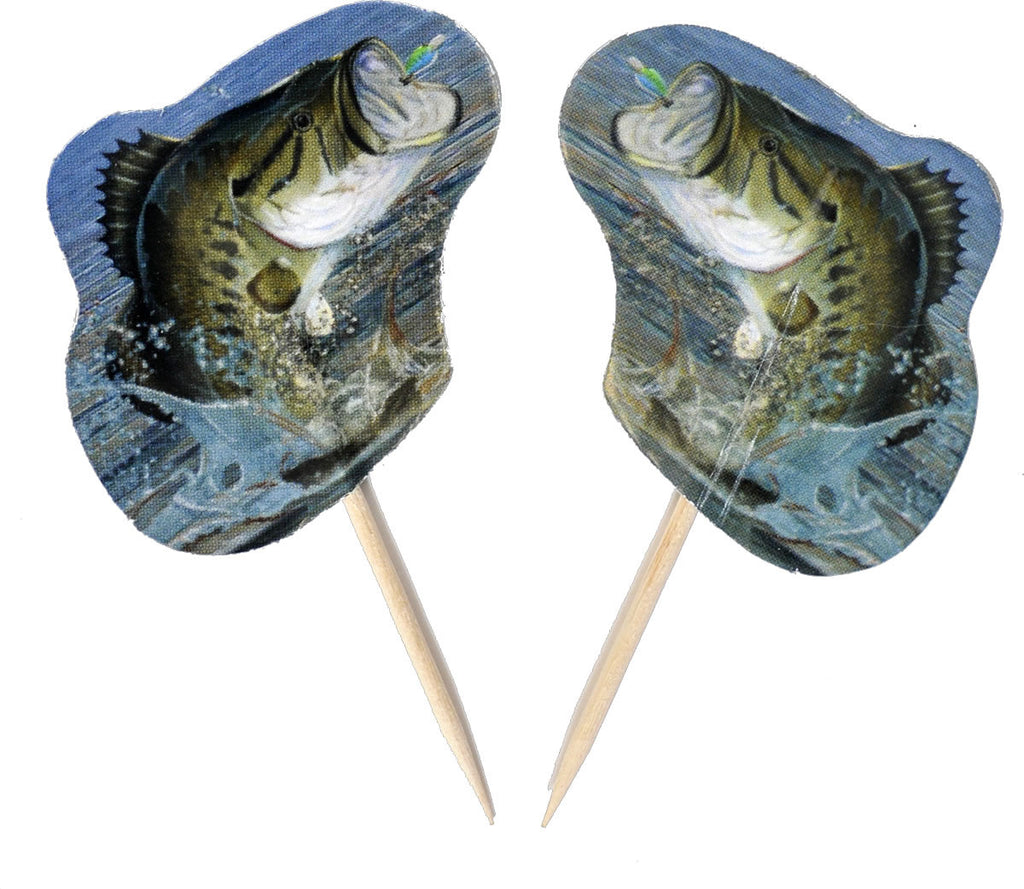Bass Fishing Cupcake Party Picks
