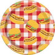 Burger BBQ Dessert Plate/ 8 Count/7 inch.
