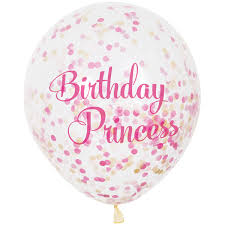 Confetti Balloons - Birthday Princess. 6 Count