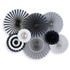 Mind's Eye Party Fan - Black and White 8 Count
