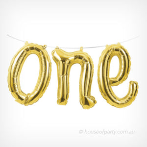 Bright Gold "One" Balloon - Air Fill
