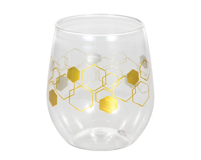 Honeycomb Bee Stemless Wine Glass