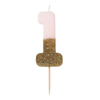 Pink and Gold Glitter Candle