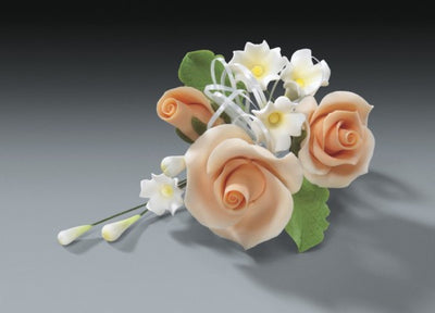 Gum Paste - Cake Topper - Peach Rose Cascade 4.5