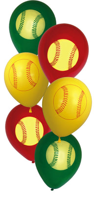 Girls Softball Latex Balloons 6 pack