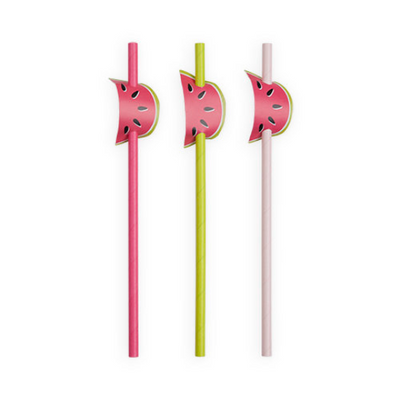Watermelon Party Straws - 12 Count