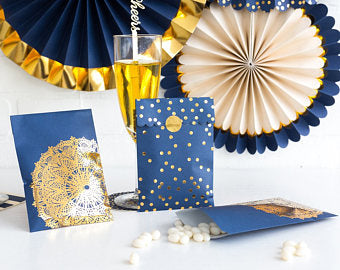 Paperlove Navy and Gold Treat Bags - 24 Count